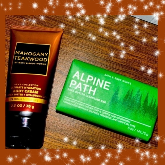 New Bath & Body Works Bundle Mahogany Teakwood Hand Cream and Alpine Path Soap - Picture 1 of 10